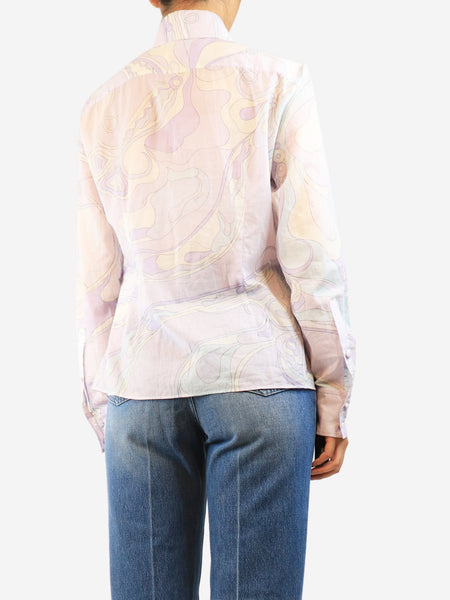Purple and white printed shirt - size UK 14 alternate image
