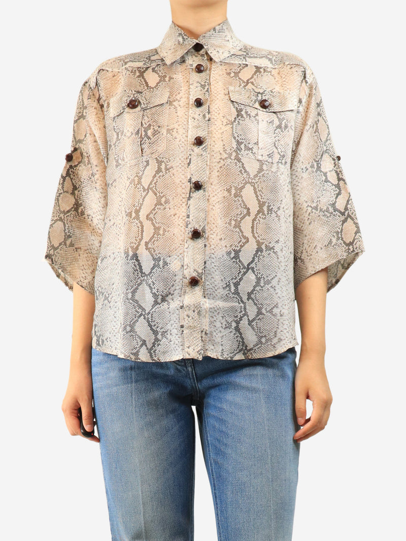 Neutral sheer reptilian shirt - size UK 8 Tops Zimmermann 