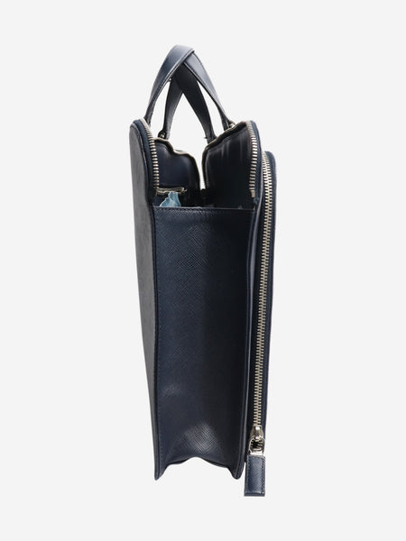 Navy leather briefcase alternate image