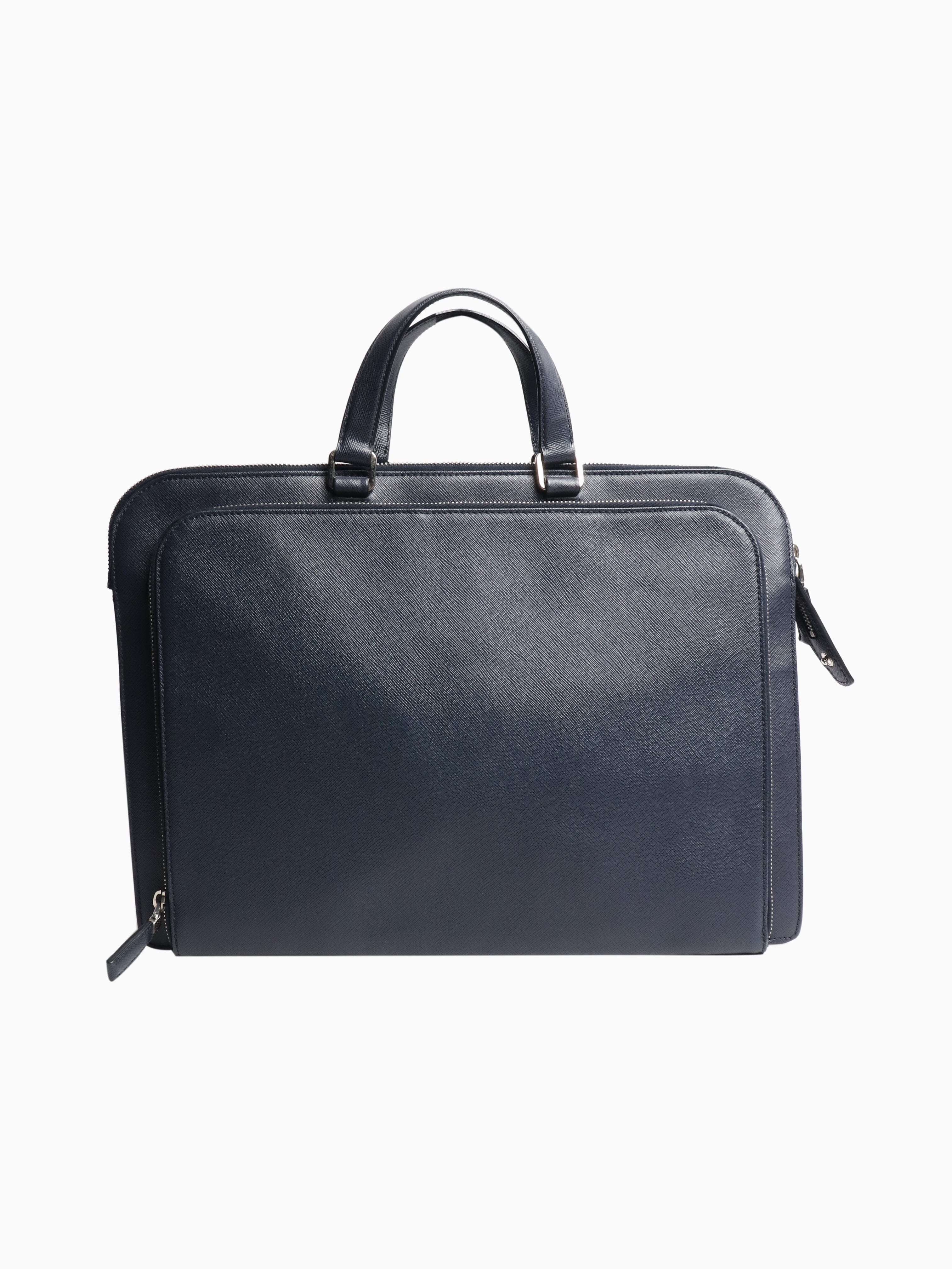 Navy leather briefcase Luggage & Travel Bags Prada 