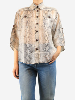 Neutral sheer reptilian shirt - size UK 8 Tops Zimmermann 