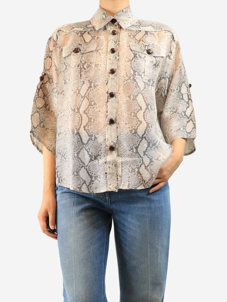 Neutral sheer reptilian shirt - size UK 8 product image