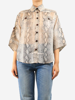 Neutral sheer reptilian shirt - size UK 8 Tops Zimmermann 