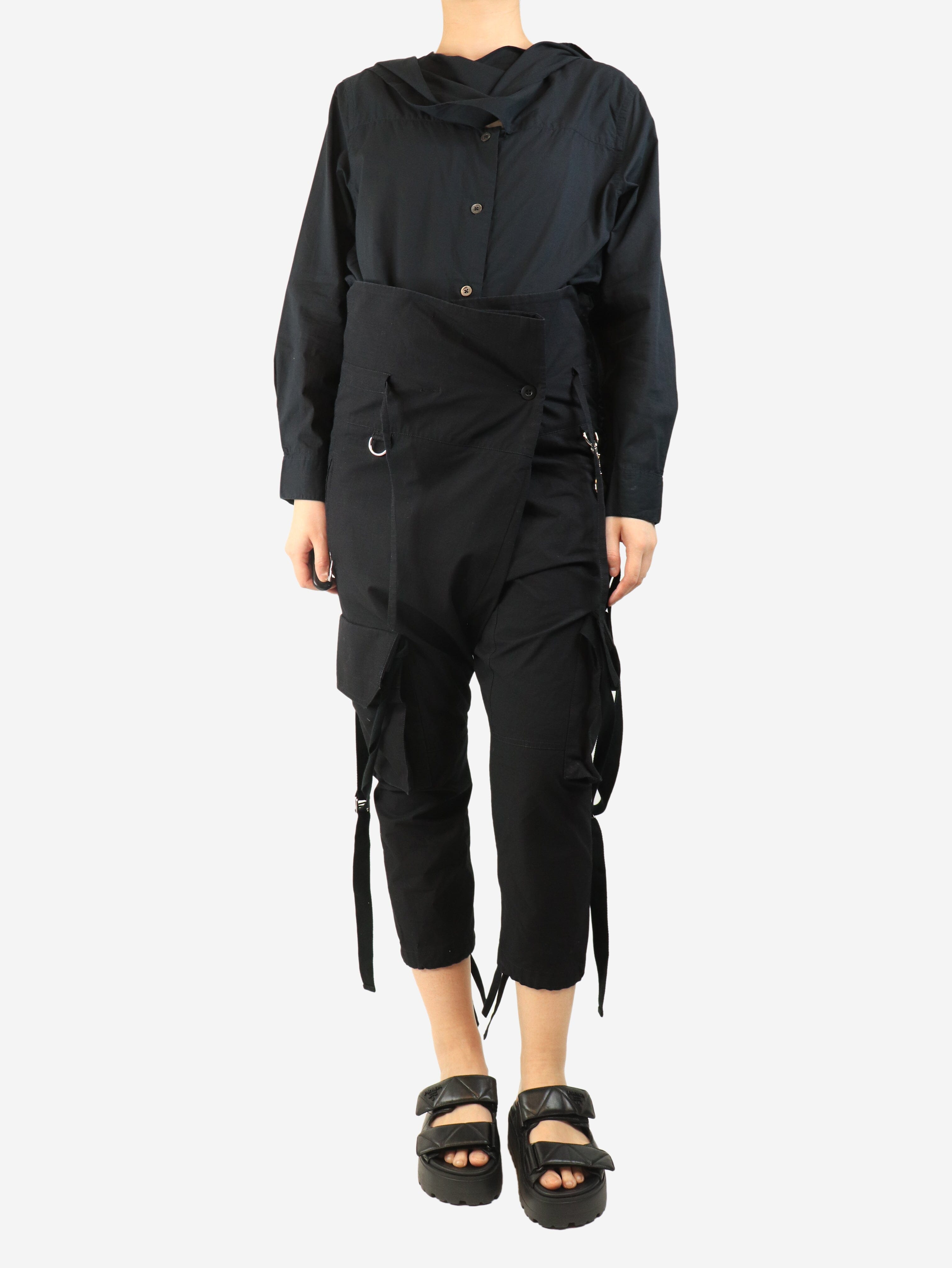 Black drop-crotch trousers - size UK 12 Trousers Balmain 