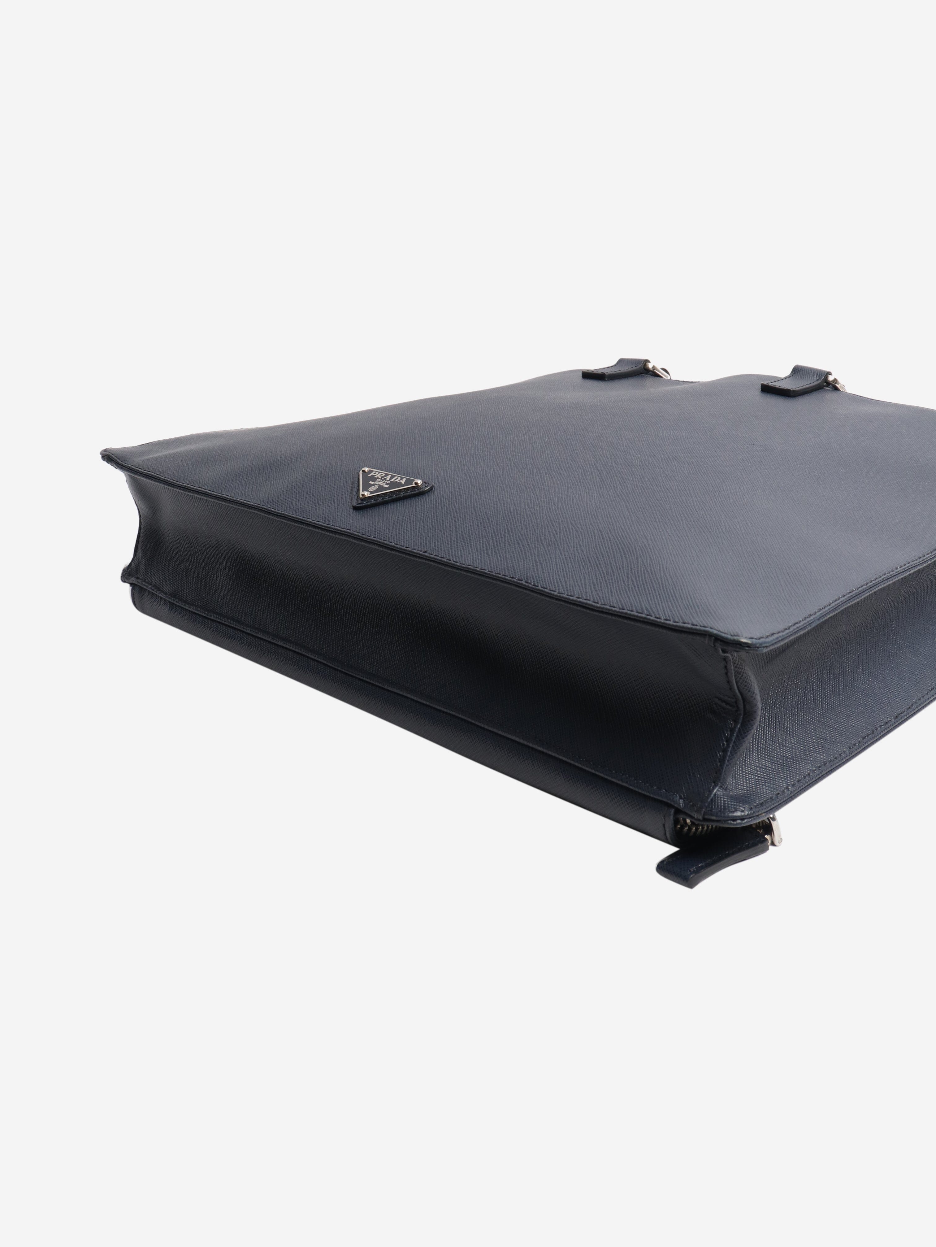 Navy leather briefcase Luggage & Travel Bags Prada 
