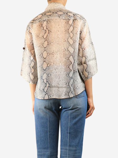 Neutral sheer reptilian shirt - size UK 8 alternate image
