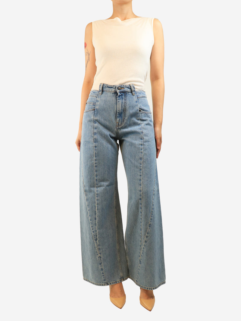 Blue cut out detail denim jeans - size UK 14
