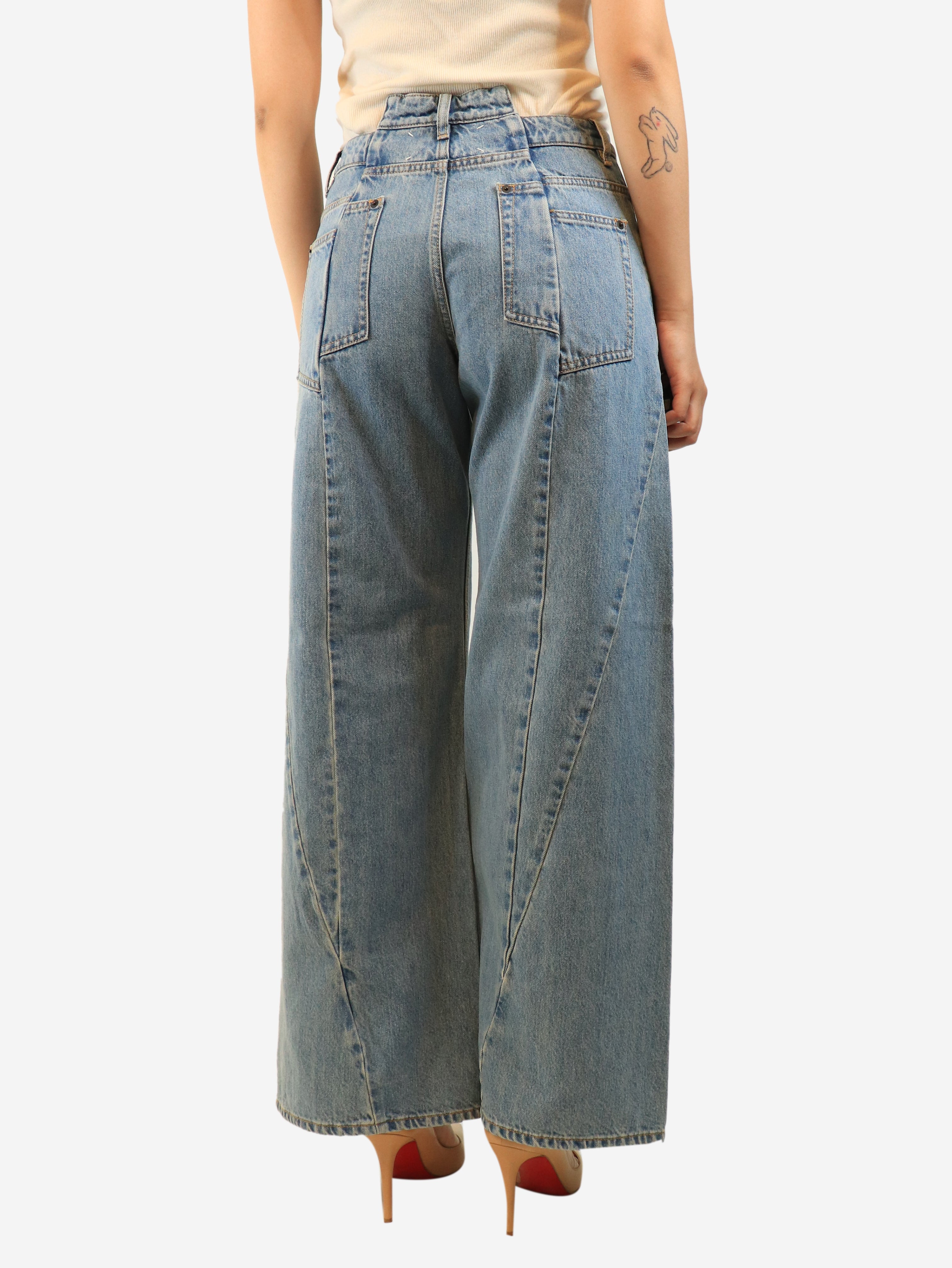 Blue cut out detail denim jeans - size UK 14