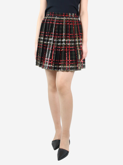 Black sequin pleated tartan skirt - size UK 10 Skirts Saint Laurent 