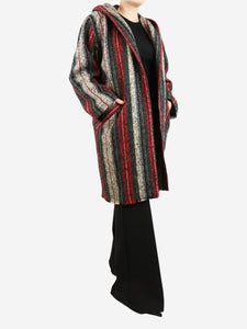 Isabel Marant Multicolour striped wool-blend hooded coat - size UK 6