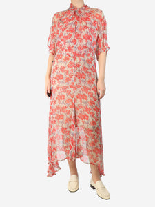 Natalie Martin Red Tiffany floral printed midi dress - size M