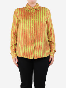 Prada Green silk printed shirt - size UK 14