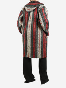 Isabel Marant Multicolour striped wool-blend hooded coat - size UK 6