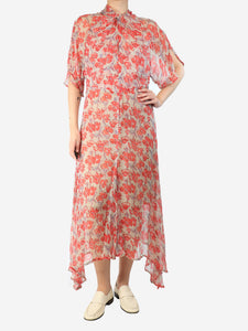 Natalie Martin Red Tiffany floral printed midi dress - size M