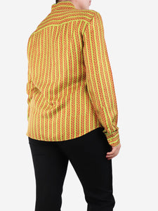 Prada Green silk printed shirt - size UK 14