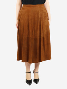 Furling by Giani Tan suede midi skirt - size UK 16