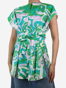 Emilio Pucci Green sleeveless printed top - size UK 8
