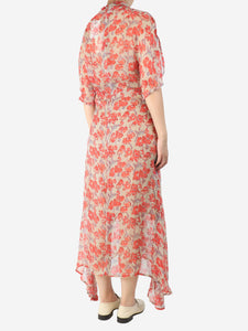 Natalie Martin Red Tiffany floral printed midi dress - size M