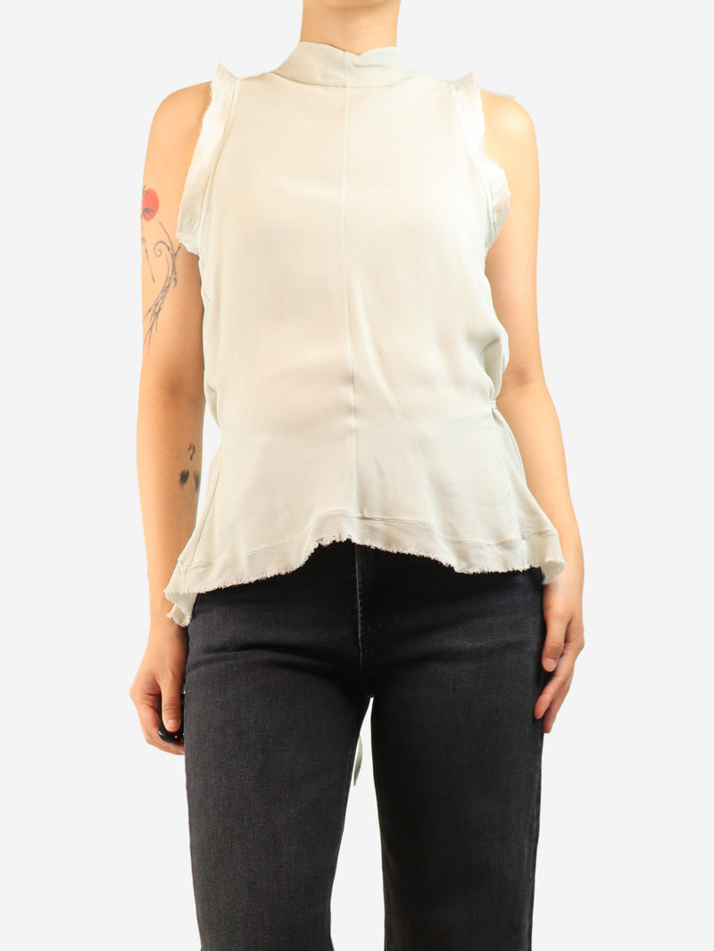 Grey raw-hem blouse - size UK 10