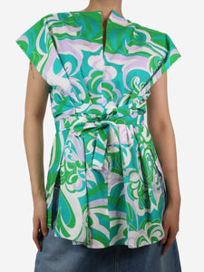 Emilio Pucci Green sleeveless printed top - size UK 8