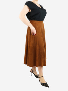 Furling by Giani Tan suede midi skirt - size UK 16