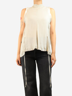 Grey raw-hem blouse - size UK 10