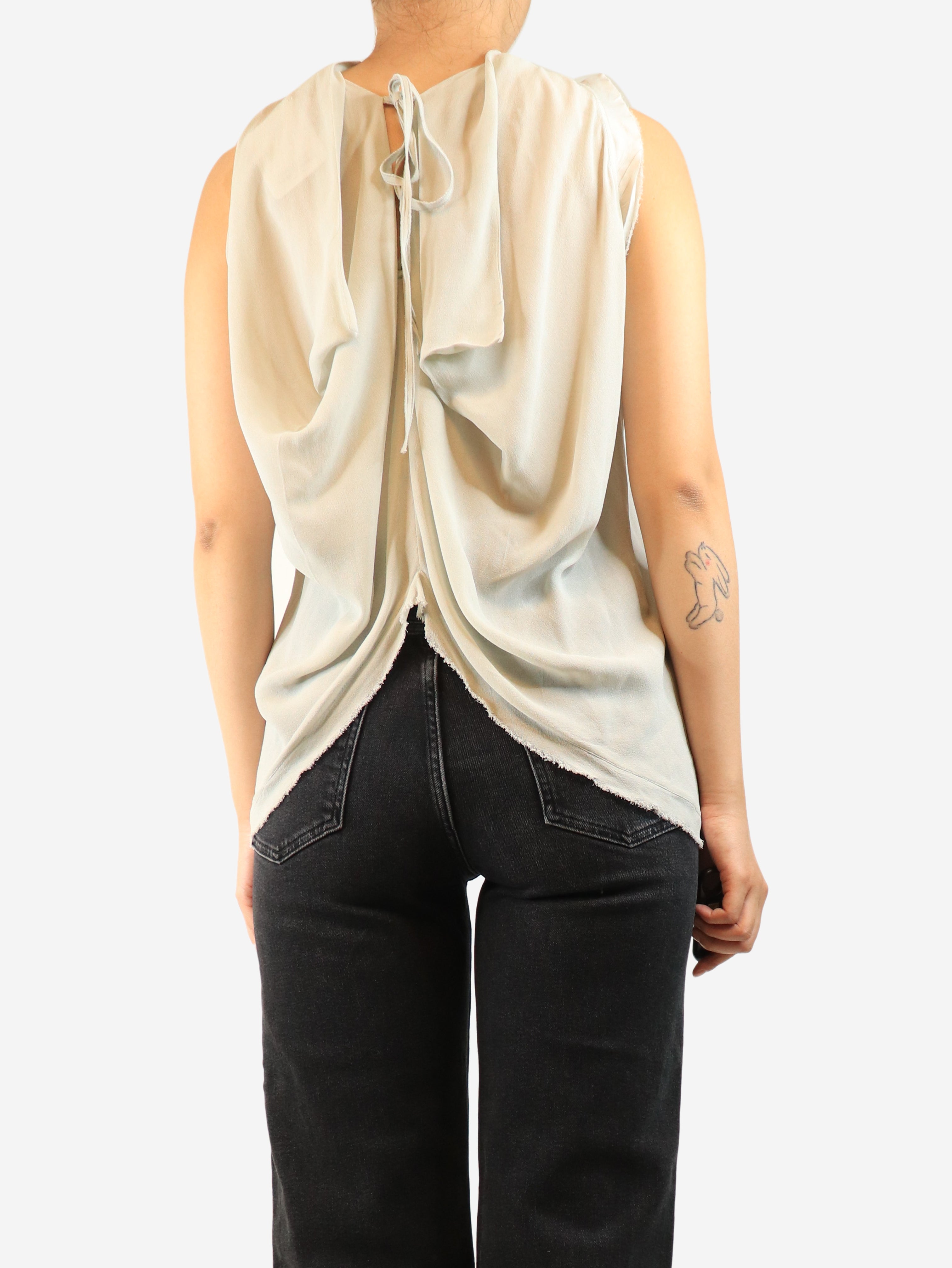 Grey raw-hem blouse - size UK 10