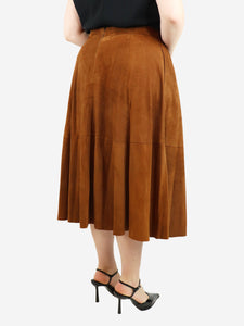 Furling by Giani Tan suede midi skirt - size UK 16