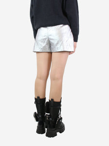 Chanel Silver metallic shorts - size UK 12