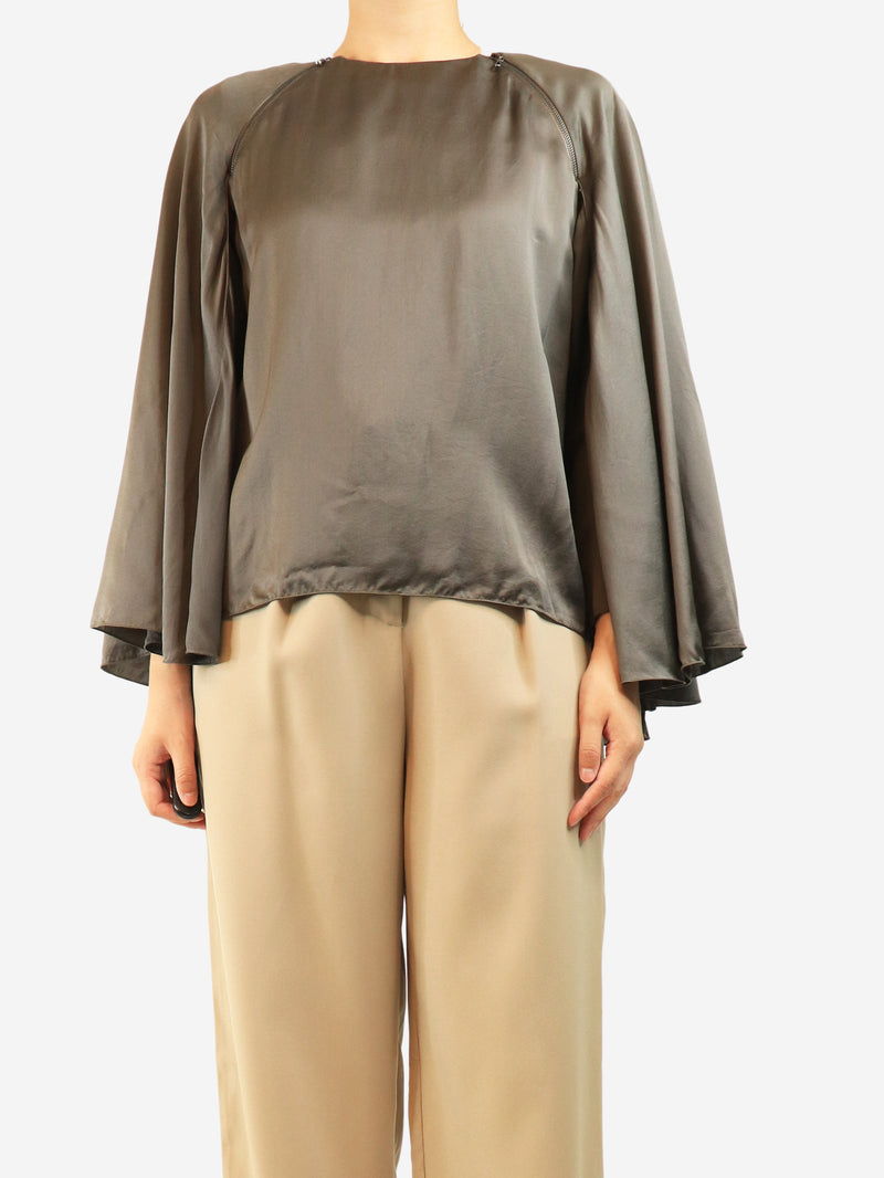 Grey silk cape-blouse - size UK 8