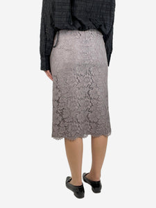 Valentino Grey lace midi skirt - size UK 8