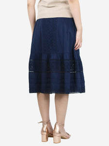 Sea New York Blue anglaise broderie midi skirt - size UK 8