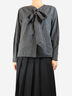 Dark grey cotton neck-tie shirt - size UK 14 Tops Margaret Howell 