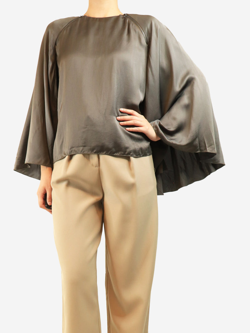 Grey silk cape-blouse - size UK 8