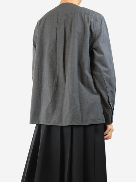 Dark grey cotton neck-tie shirt - size UK 14 alternate image