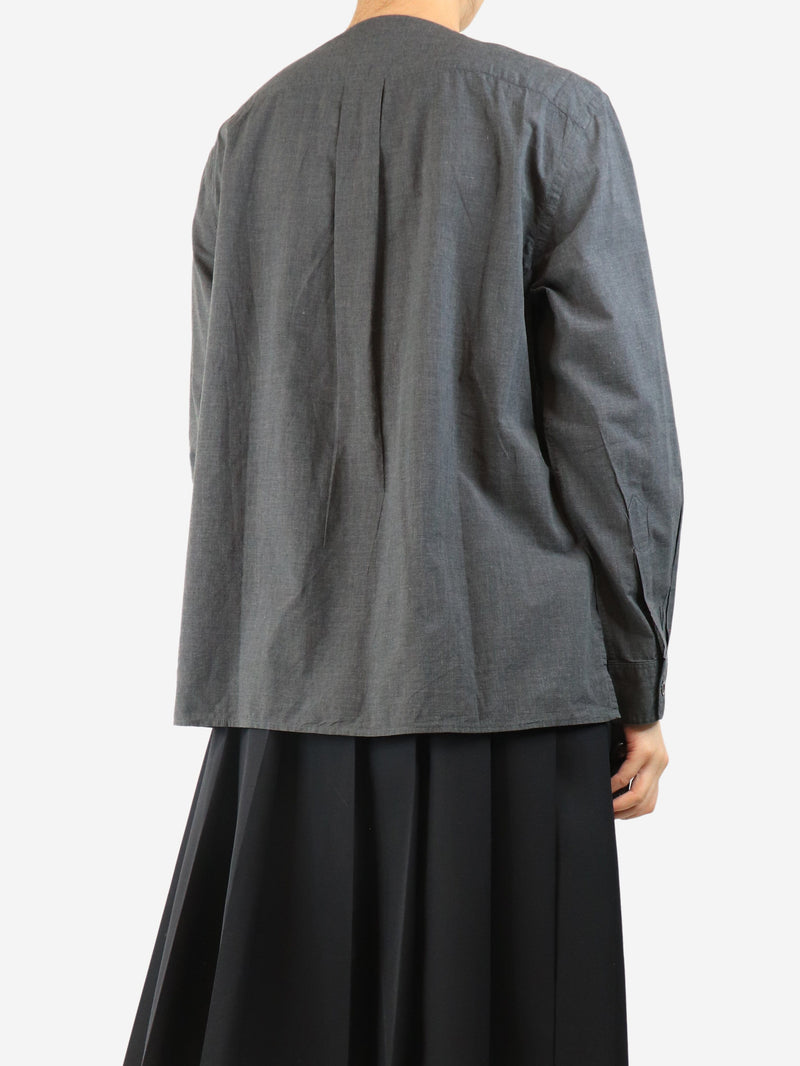 Dark grey cotton neck-tie shirt - size UK 14 Tops Margaret Howell 