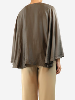 Grey silk cape-blouse - size UK 8