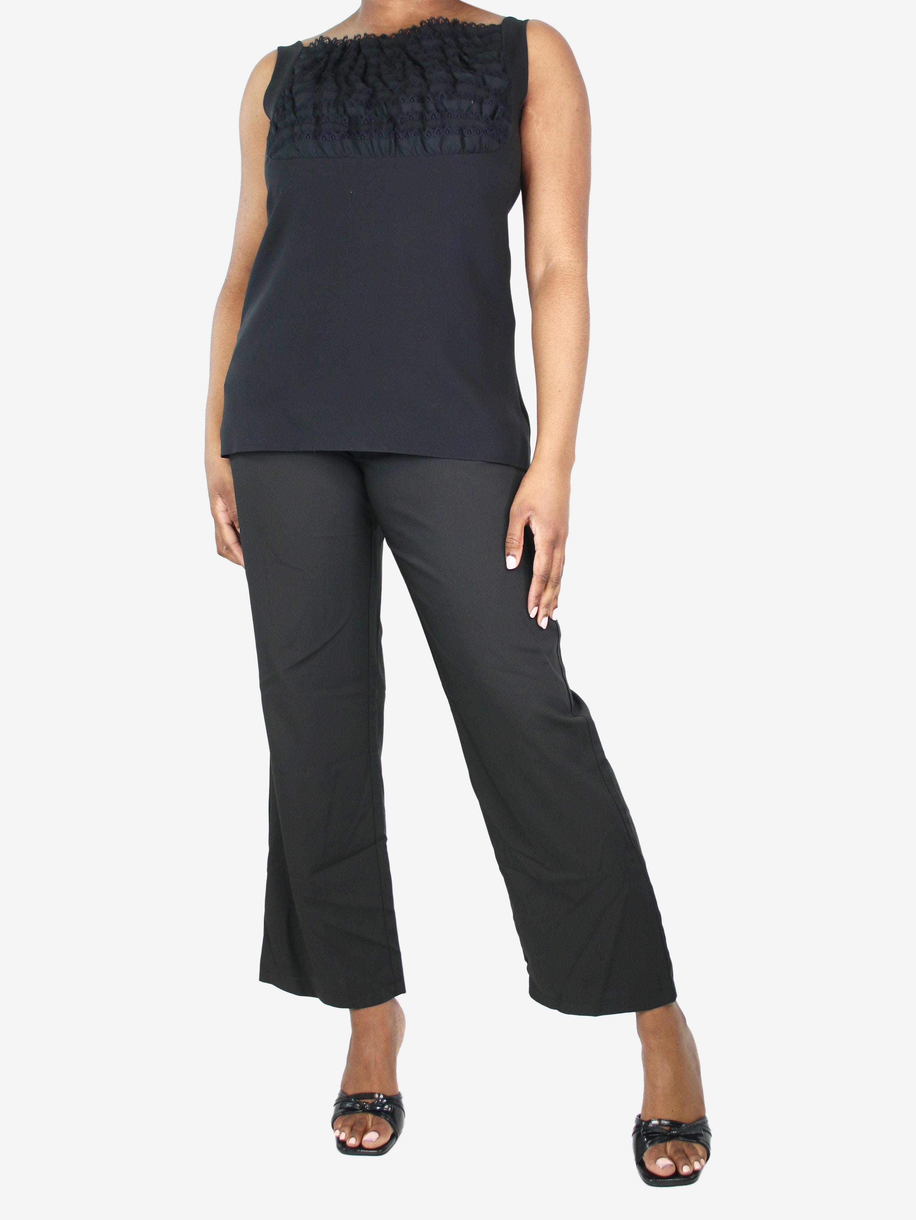 Black open-back silk ruffle top - size UK 14 Tops Prada 
