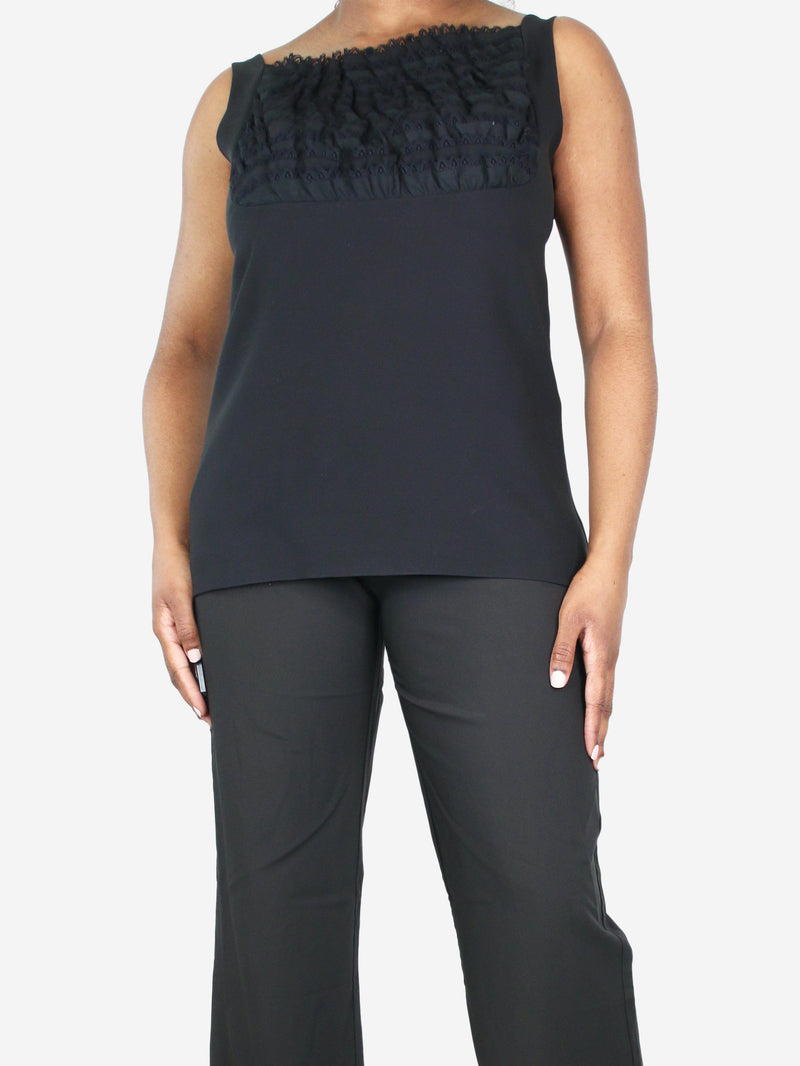 open back silk ruffle top
