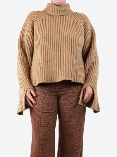 Biscuit ribbed funnel-neck jumper - size M Knitwear Khaite 