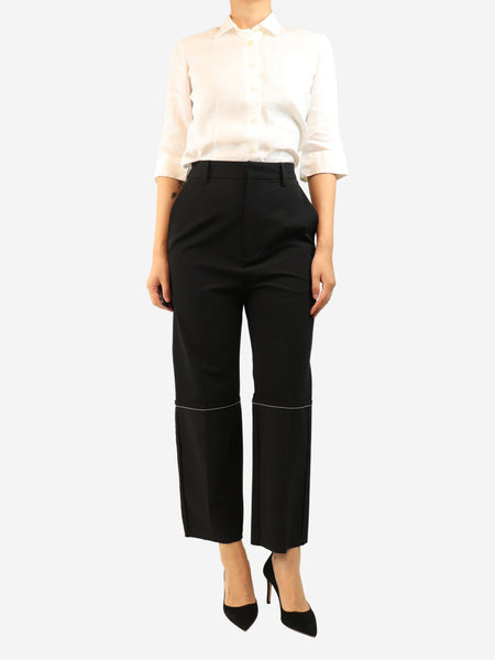 Black raw hem suit trousers - size UK 10 alternate image