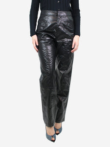 Isabel Marant Black coated cotton trousers - size UK 8