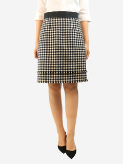 Black and white houndstooth skirt - size UK 12
