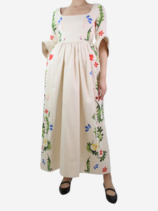 Rosie Assoulin Cream floral printed cotton dress - size UK 6