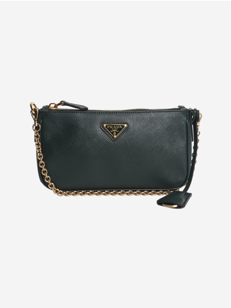 Green Saffiano leather mini bag