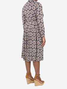 La Double J Brown floral-printed pleated midi dress - size M