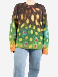 APC x Tame Impala Brown and green all-over printed mohair-blend jumper - size L