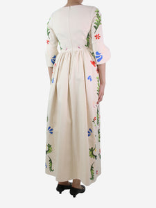 Rosie Assoulin Cream floral printed cotton dress - size UK 6