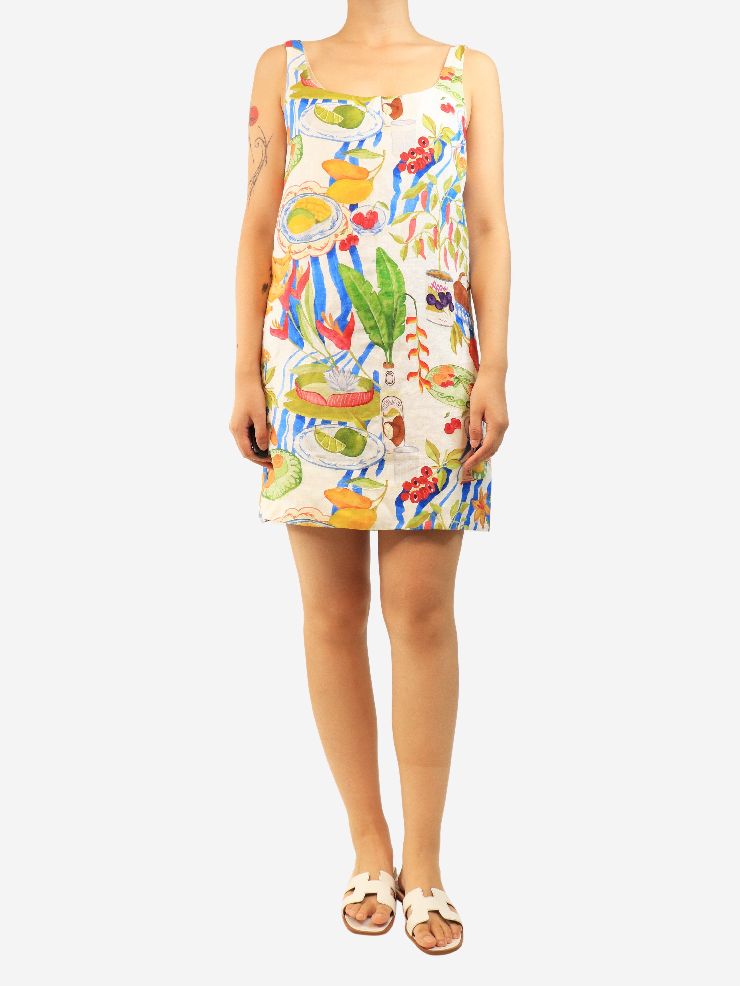 Multi linen printed mini dress - size M Dresses Farm Rio 