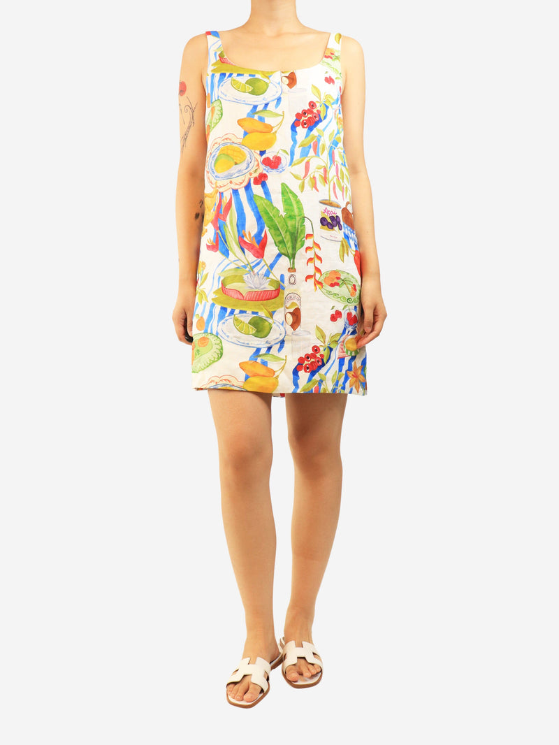 Multi linen printed mini dress - size M Dresses Farm Rio 